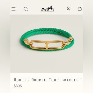 HERMES ROULIS DOUBLE TOUR BRACELET. Green
